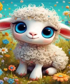 Cute Fluffy Lamb Diamond Painting