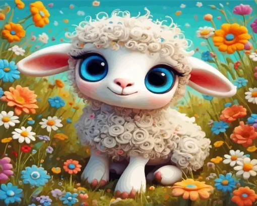 Cute Fluffy Lamb Diamond Painting