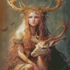 Deer And Girl Diamond Painting