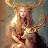 Deer And Girl Diamond Painting