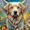 Floral Dog Angel Diamond Painting