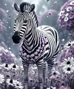 Flower Zebra Diamond Painting