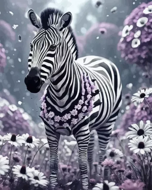 Flower Zebra Diamond Painting