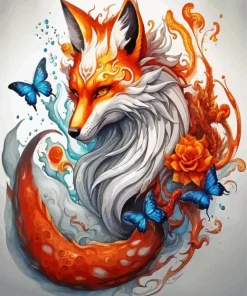 Fox And Butterfly Art Diamond Painting