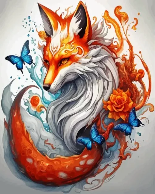 Fox And Butterfly Art Diamond Painting