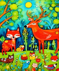 Fox And Gazelle Diamond Painting