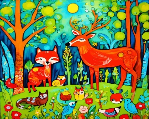 Fox And Gazelle Diamond Painting