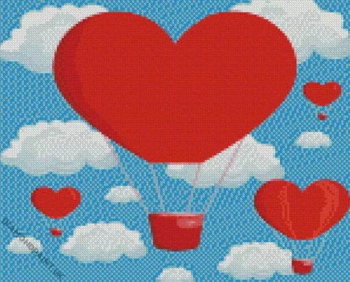 Heart Air Balloon Diamond Painting