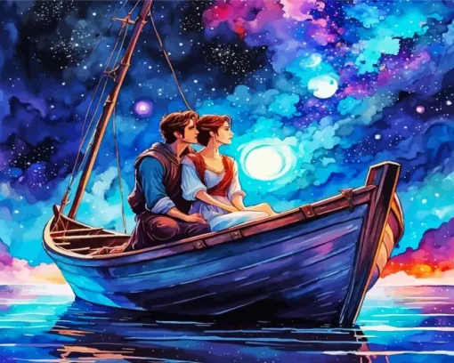 Lovers On Boat Diamond Painting