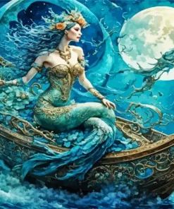 Mermaid On Boat Diamond Painting