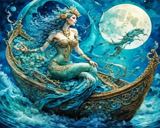 Mermaid On Boat Diamond Painting