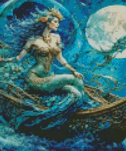 Mermaid On Boat Diamond Painting