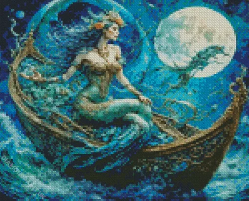 Mermaid On Boat Diamond Painting