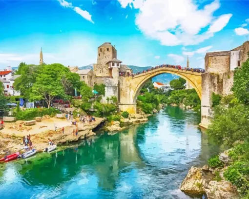 Old Mostar Bridge Diamond Painting