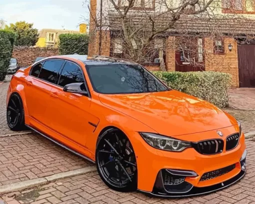 Orange Bmw Lava Diamond Painting