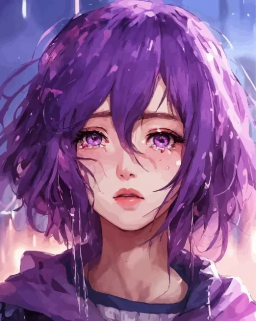 Purple Eyes Girl Diamond Painting