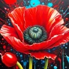 Red Flower Poppy Diamond Painting