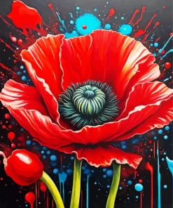 Red Flower Poppy Diamond Painting