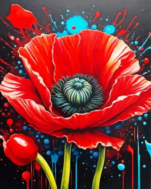 Red Flower Poppy Diamond Painting