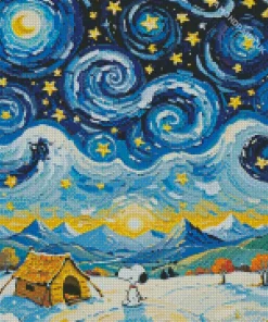 Starry Night Snoopy Diamond Painting