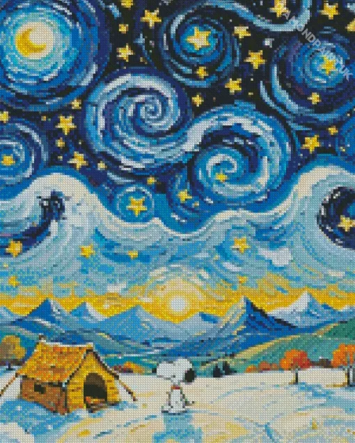 Starry Night Snoopy Diamond Painting