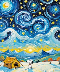 Starry Night Snoopy Diamond Painting