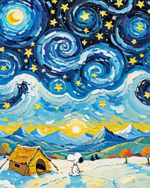 Starry Night Snoopy Diamond Painting