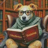 Aesthetic Dog Reading A Book Diamond Painting
