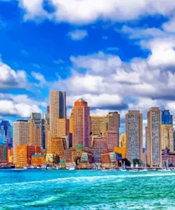 Boston Harbor Skyline Diamond Painting