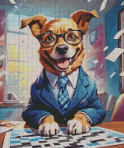 Classy Dog With Glasses Diamond Painting