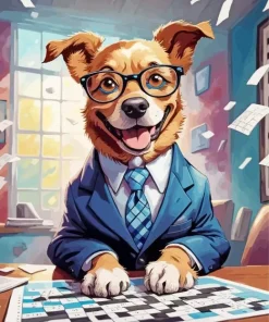 Classy Dog With Glasses Diamond Painting