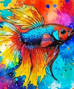 Colorful Splash Betta Fish Diamond Painting
