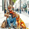 Dog And Violinist Diamond Painting