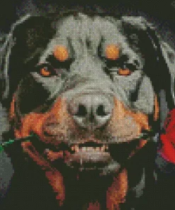 Dog Holding A Rose Diamond Painting