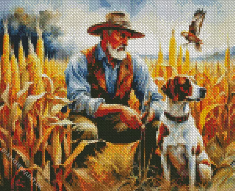 dog hunting art Diamond By Numbers Dog Hunting Art Diamond Painting
