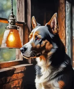Dog Looking Out Of Window Diamond Painting