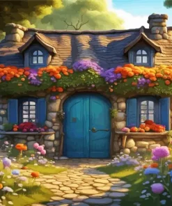 Doors With Flowers Art Diamond Painting