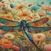 Floral Dragonfly Diamond Painting