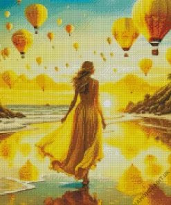 Girl In Yellow Dress Diamond Painting