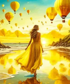 Girl In Yellow Dress Diamond Painting