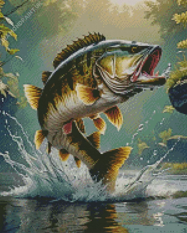largemouth bass Diamond With Numbers Largemouth Bass Diamond Painting