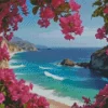 Pink Flowers On The Beach Diamond Painting