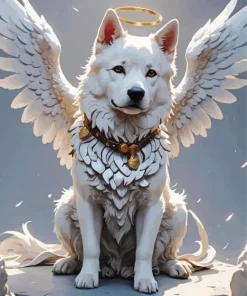 White Dog Angel Diamond Painting