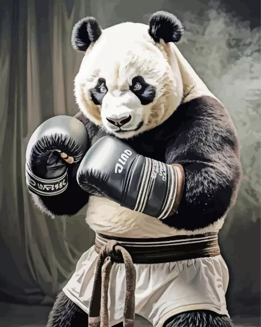 Boxer Panda Diamond With Numbers Boxer Panda Diamond Painting