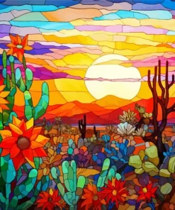 Desert Bloom Stained Glass Diamond Painting