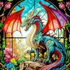 Ferocious Dragon Stained Glass Diamond Painting