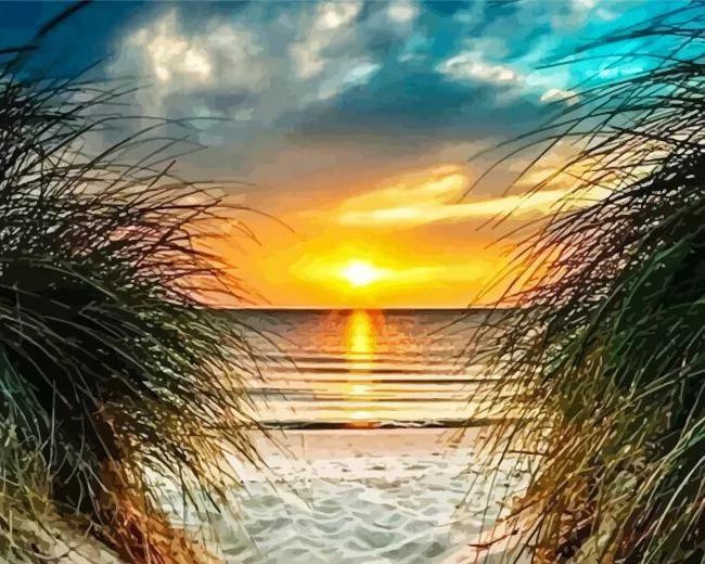 beach sunset Diamond Paints Beach Sunset Diamond Painting