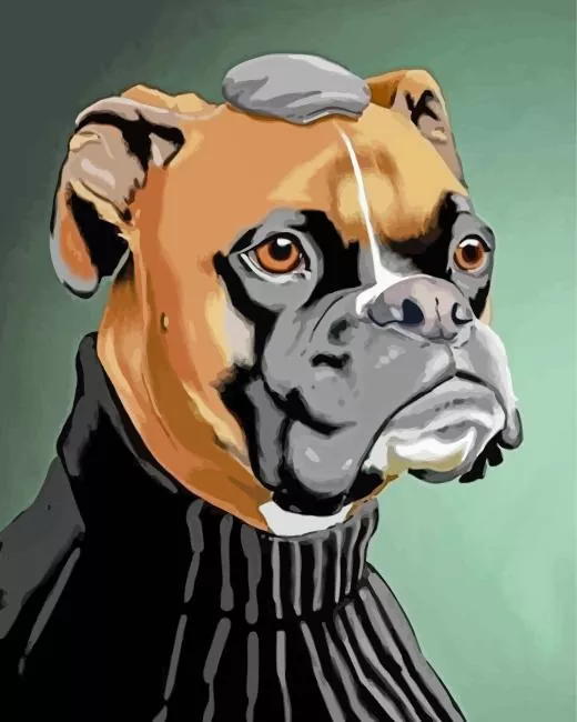 boxer brown dog Diamond With Numbers Boxer Brown Dog Diamond Painting