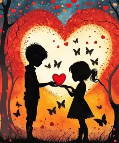 Boy And Girl Silhouette Lovers Diamond Painting