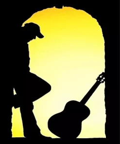 Boy With Guitar Silhouette Diamond Painting